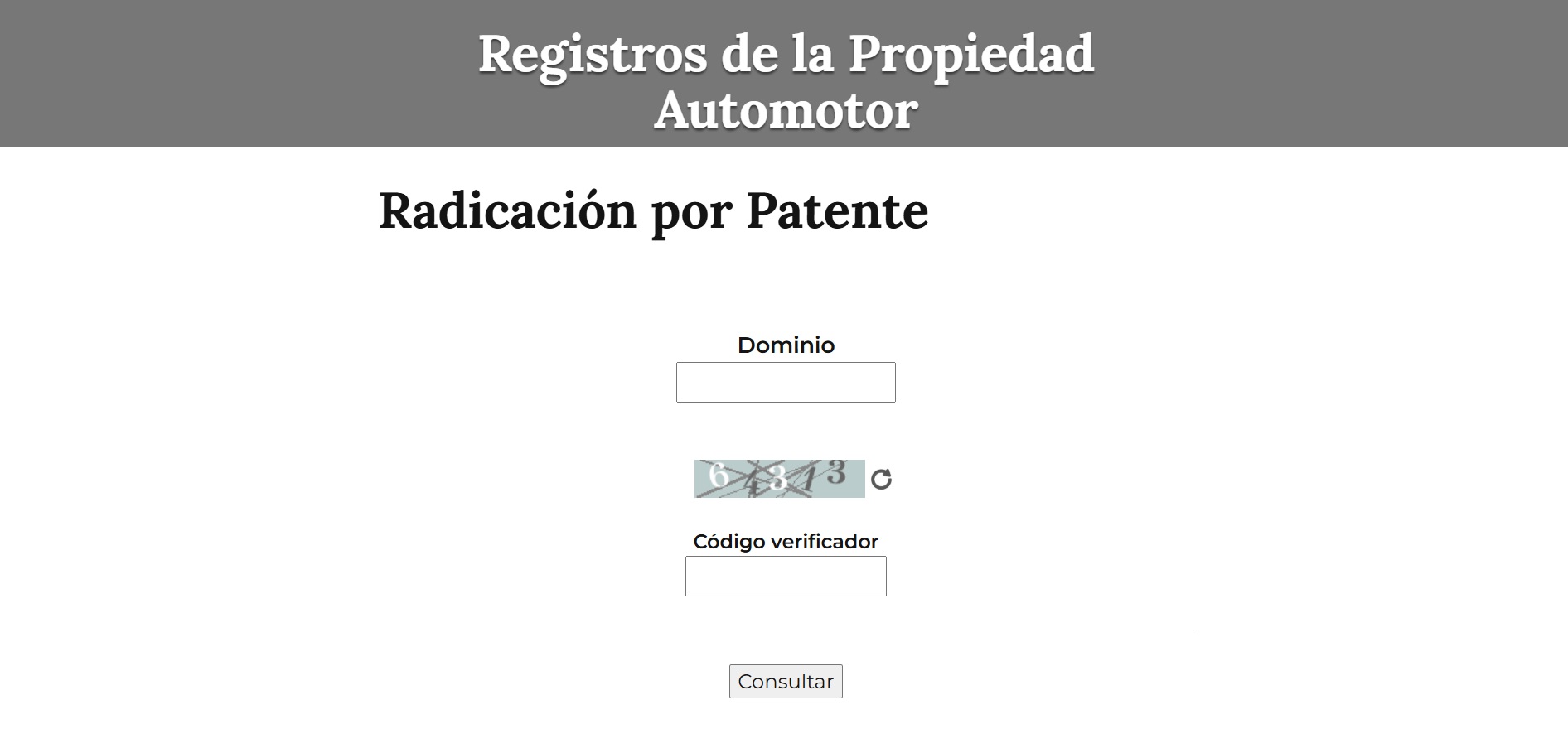 Consulta registro automotor por patente